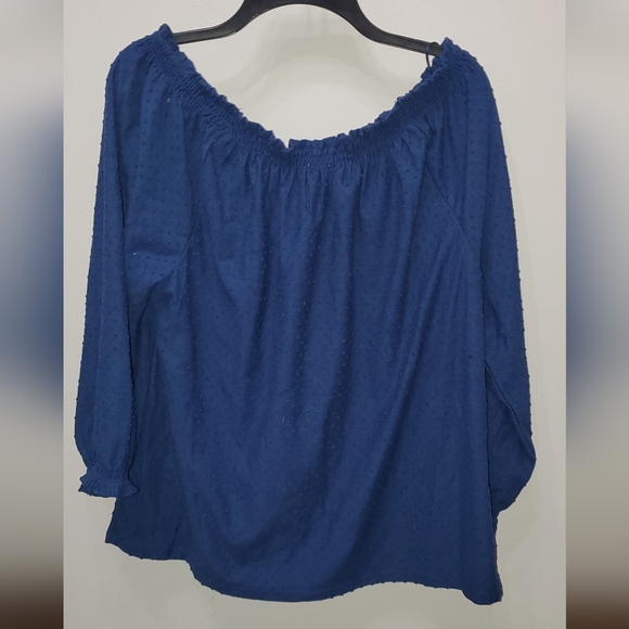 STYLE & CO BLUE OFF-THE-SHOULDER TOP - Picture 3 of 4